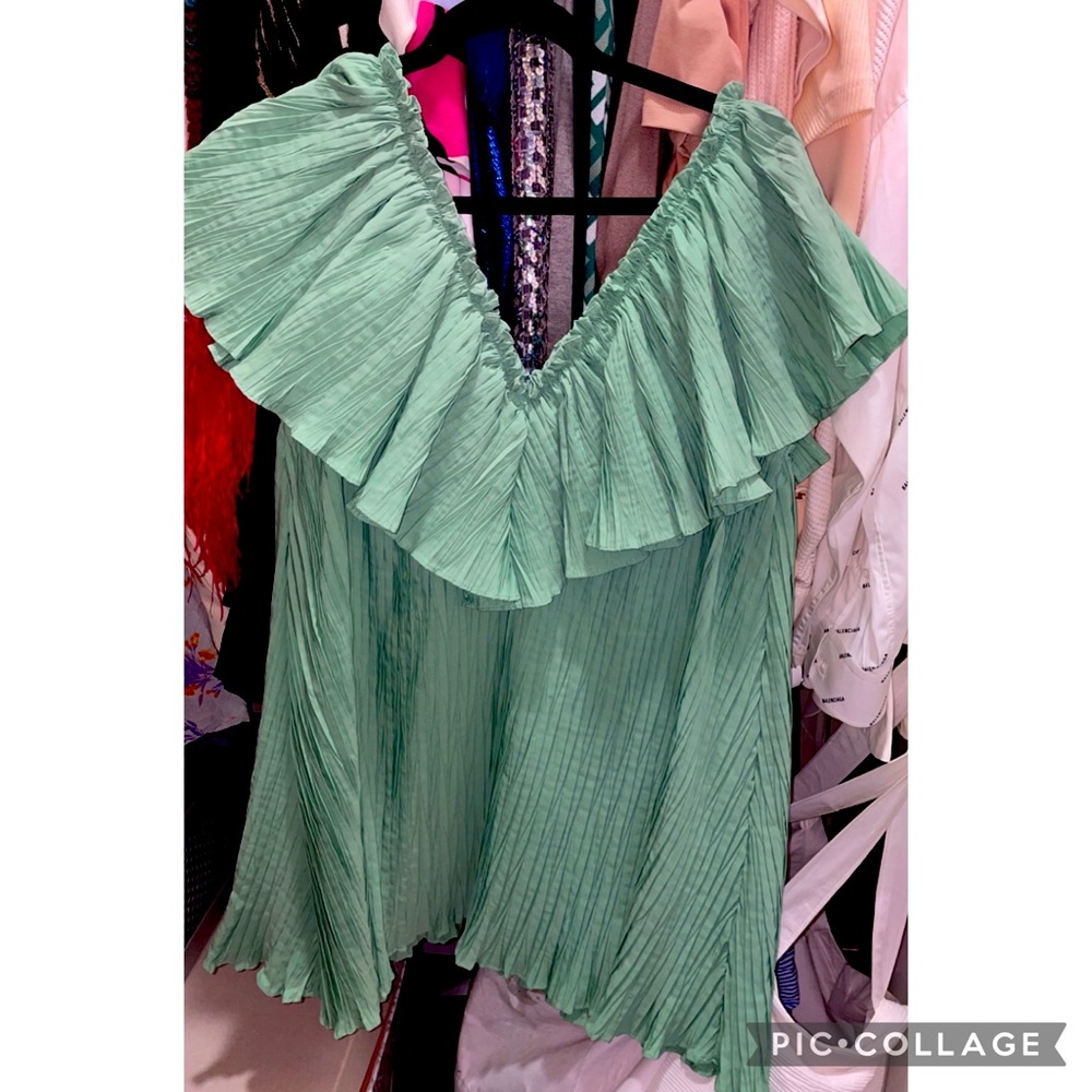 Zara ruffle pleated mini dress
